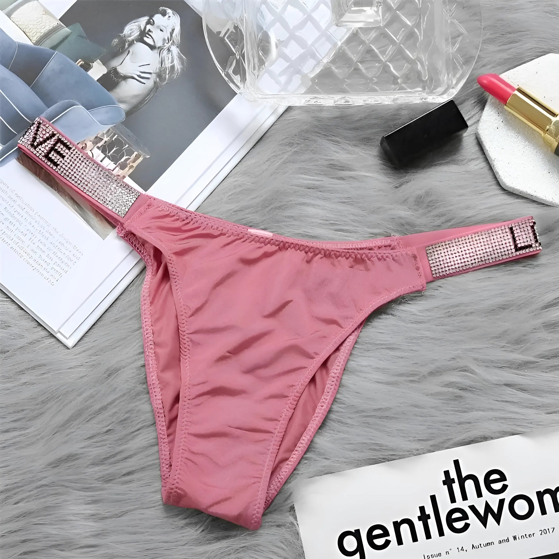 Rose String de lingerie LOVE pour femmes