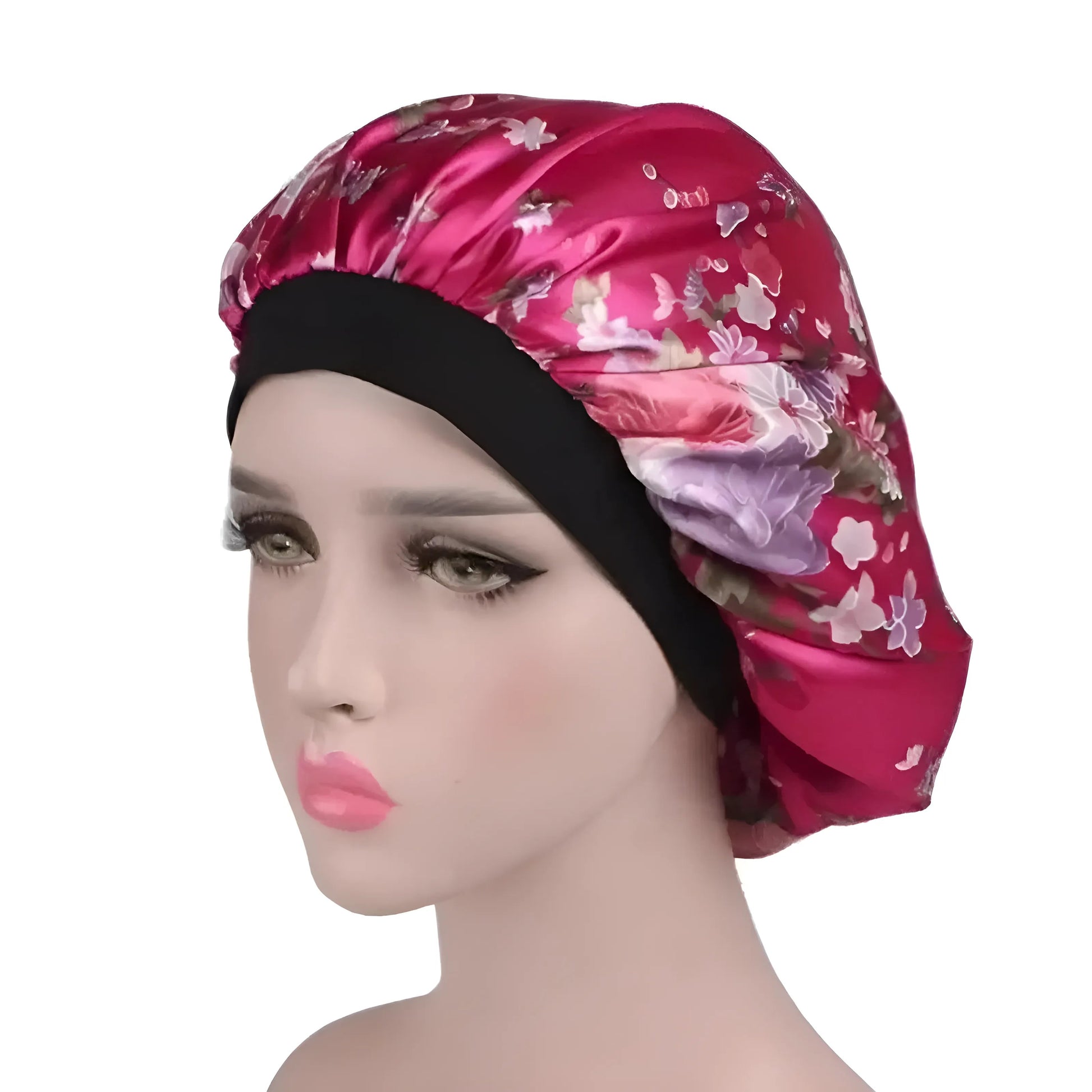 Rouge Bonnet de nuit en satin à fleurs