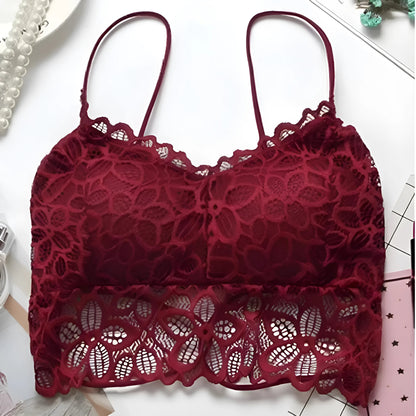 Rouge Brassière push-up en dentelle avec design taille basse