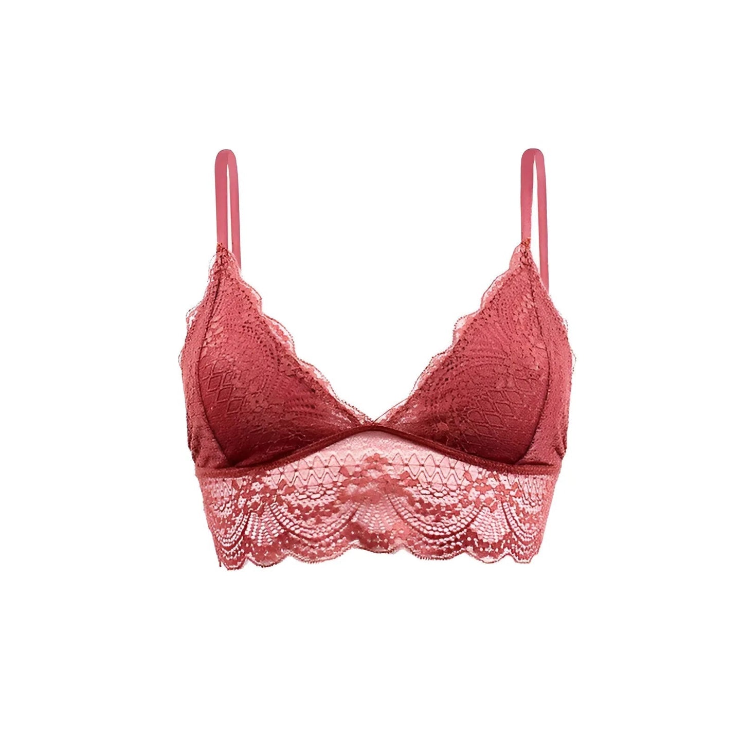 Rouge Brassière triangle en dentelle avec taille basse