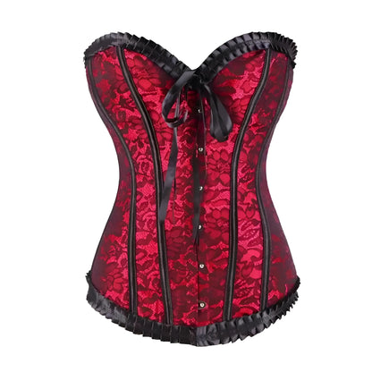 Rouge Corset en dentelle pour femmes