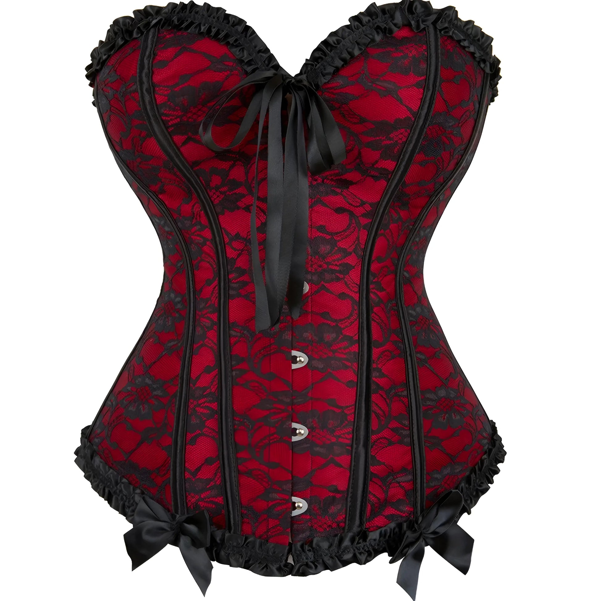 Rouge Corset pour femmes avec dentelle noire