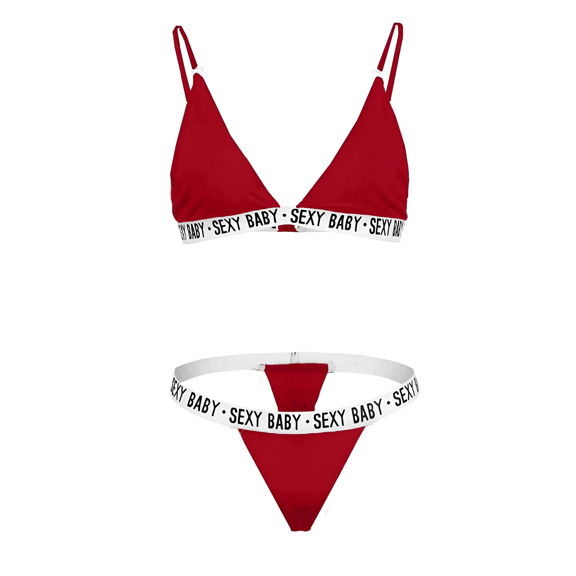 Rouge Ensemble de lingerie avec impression 'SEXY BABY'