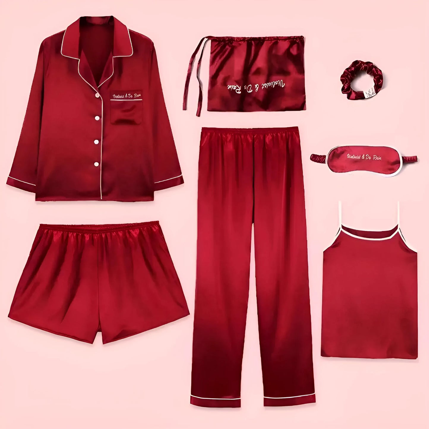 Rouge Ensemble de sommeil sept pièces