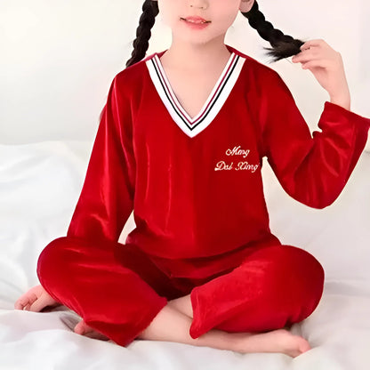 Rouge Pyjamas en velours pour enfants