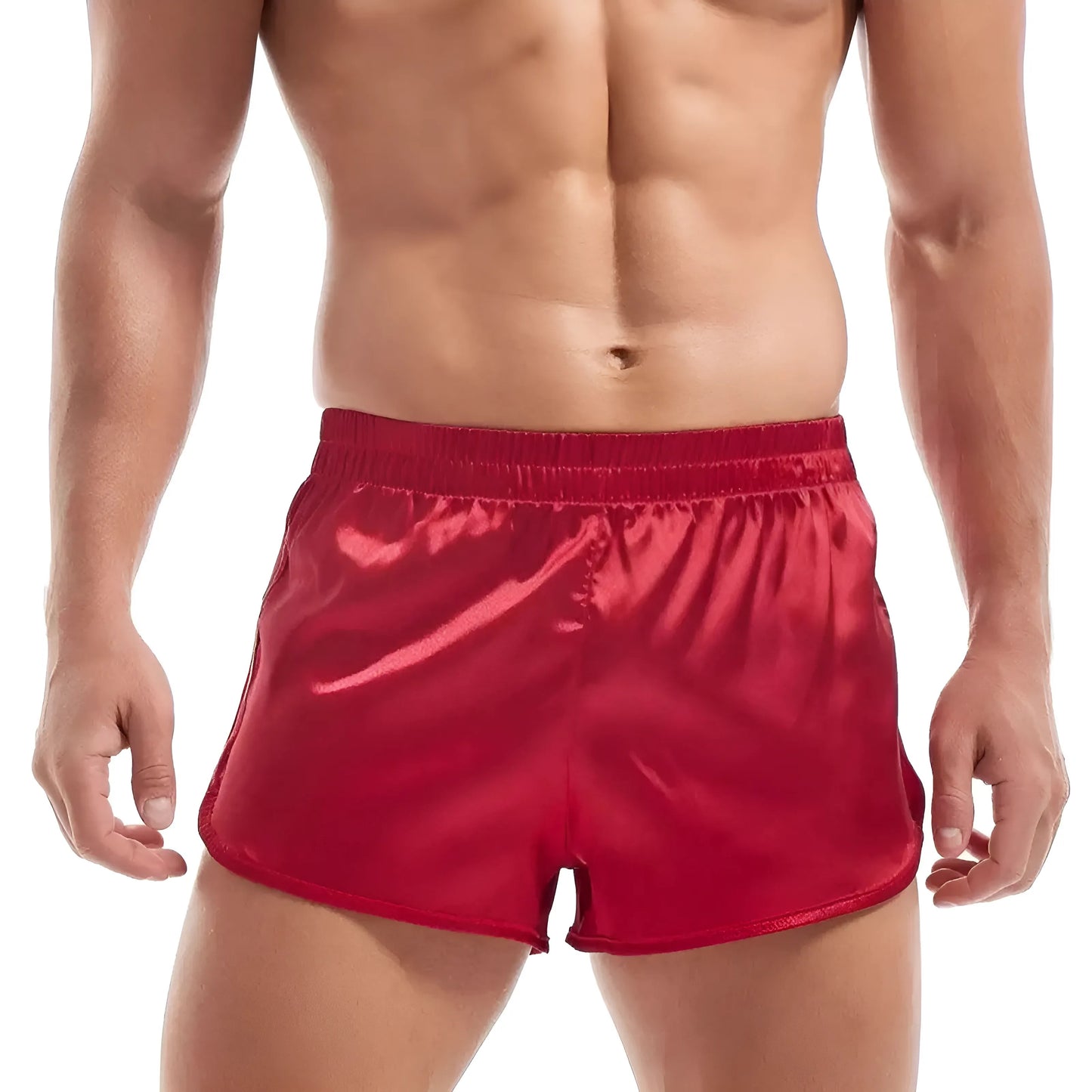 Rouge Shorts en satin pour hommes