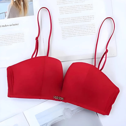 Rouge Soutien-gorge push-up simple avec bretelles amovibles