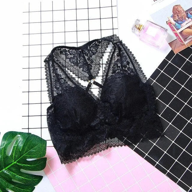 Soutien-gorge couvrant en dentelle - noir / universel