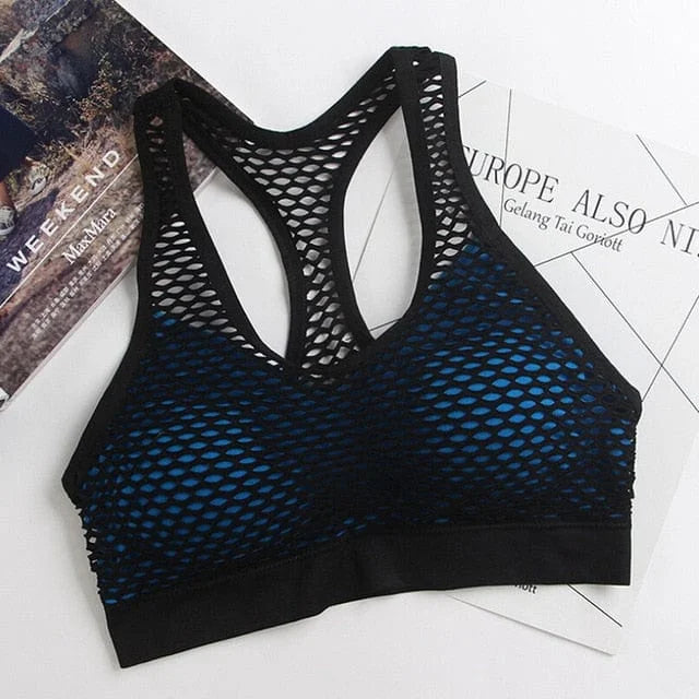 Soutien-gorge de sport avec maille - bleu / universel