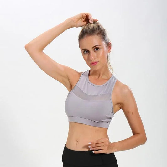 Soutien-gorge de sport avec mesh décoratif - gris / s