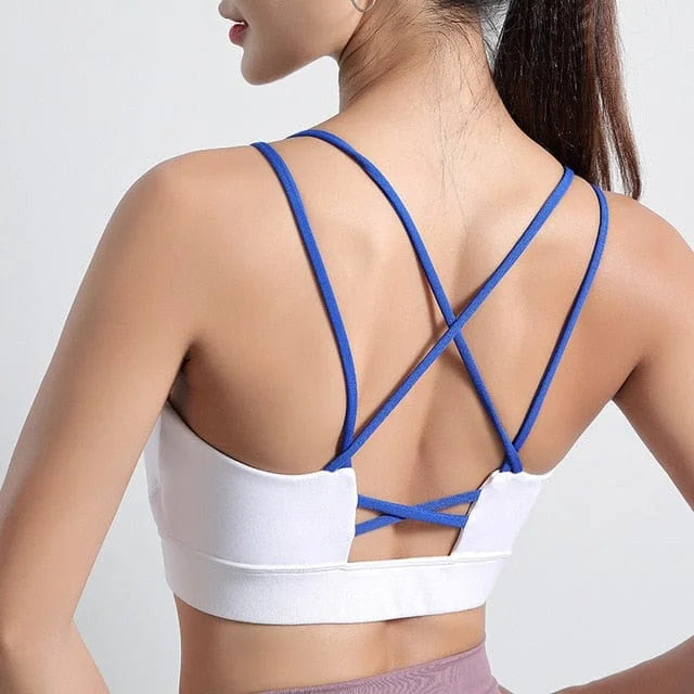 Soutien-gorge de sport avec un dos décoratif - blanc / s