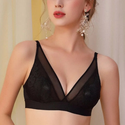 Soutien-gorge en dentelle à bonnets triangulaires - noir / 90b