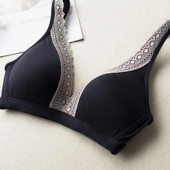 Soutien-gorge en dentelle à bonnets triangulaires - noir / s