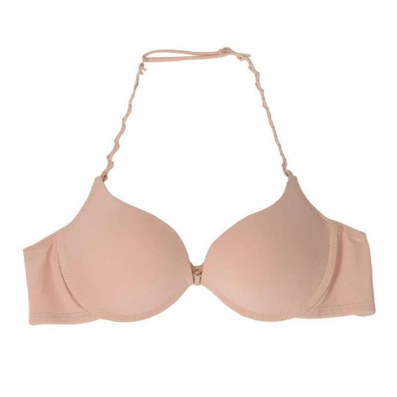 Soutien-gorge en dentelle à fermeture avant - beige / 85b