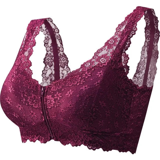 Soutien-gorge en dentelle à fermeture avant - violet / s