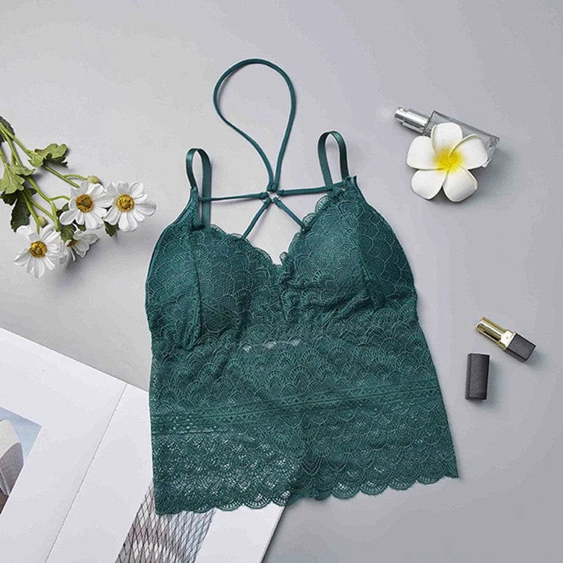 Soutien-gorge en dentelle avec bonnet abaissé - vert / universel