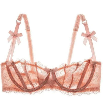 Soutien-gorge en dentelle avec nœuds - rose / 85a