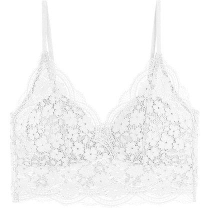 Soutien-gorge en dentelle bralette avec des bretelles fines - blanc / s/m