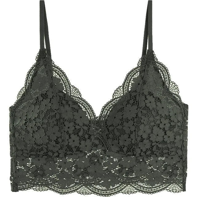 Soutien-gorge en dentelle bralette avec des bretelles fines - vert / s/m