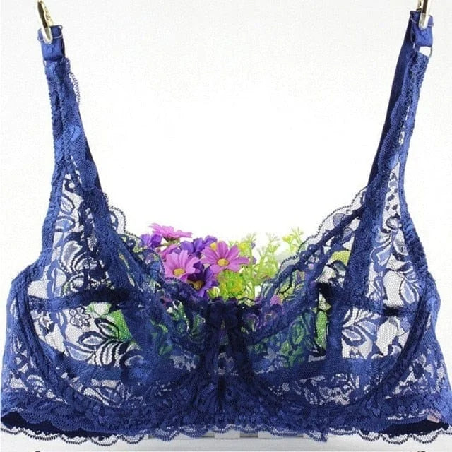 Soutien-gorge en dentelle classique - bleu marine / 90b