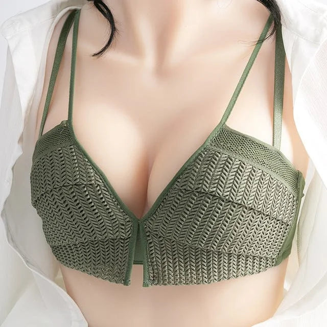 Soutien-gorge en dentelle décorative - vert / 85a