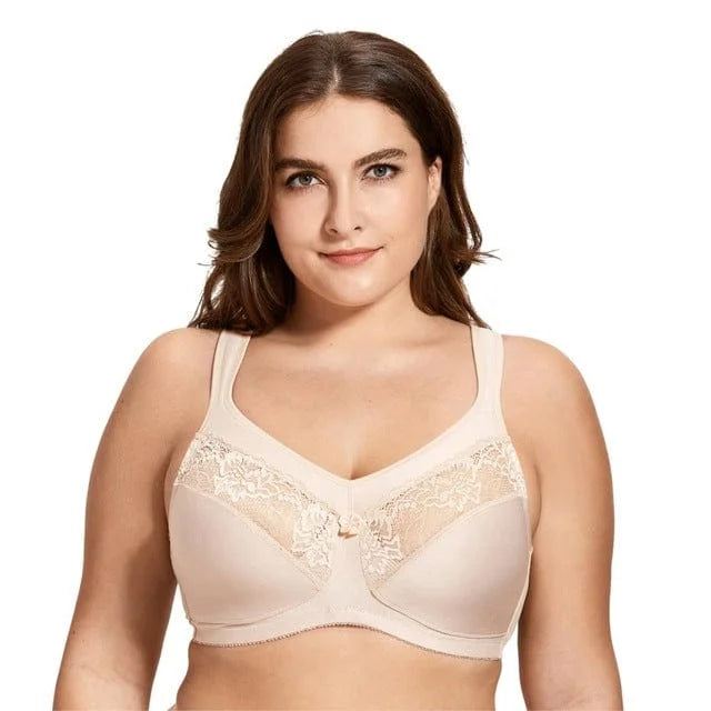 Soutien-gorge grande taille en dentelle - beige / 95c