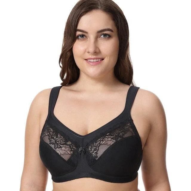 Soutien-gorge grande taille en dentelle - noir / 95c