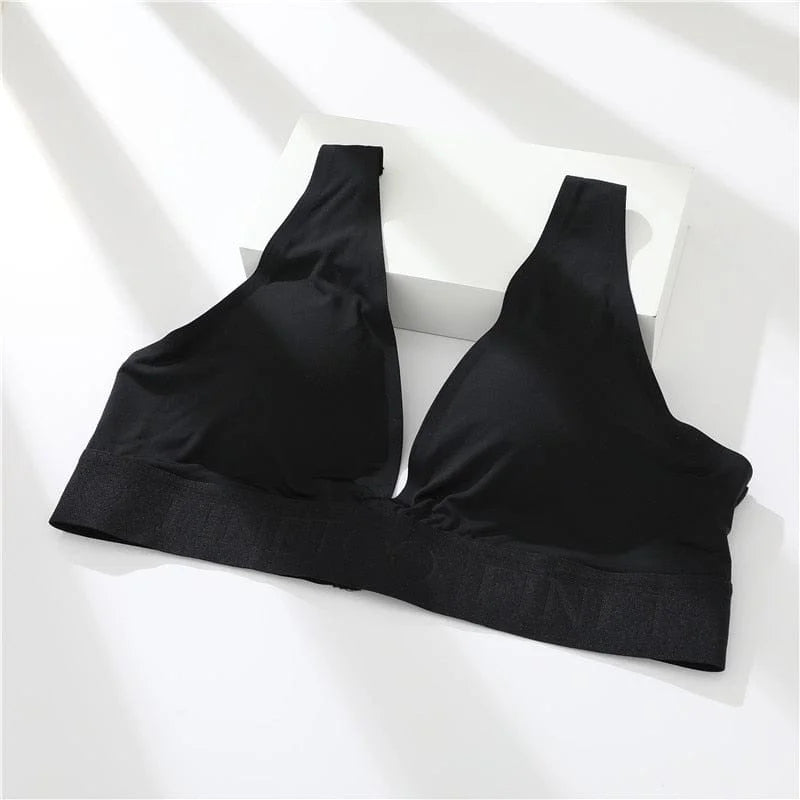 Soutien-gorge lisse à décolleté en v - noir / s