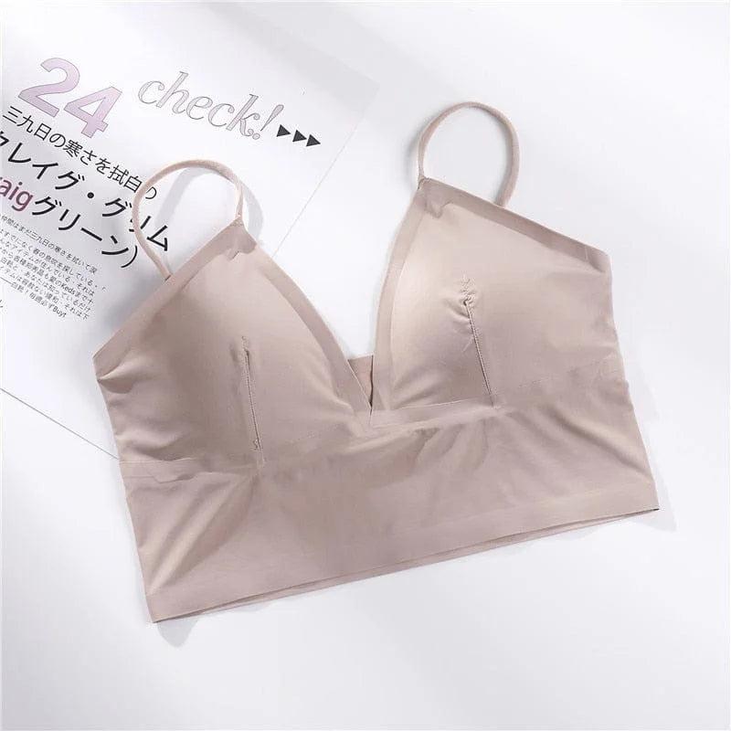 Soutien-gorge lisse avec des bonnets bas - beige / universel