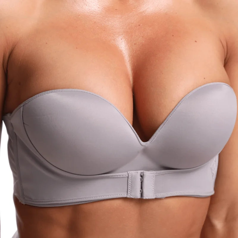 Soutien-gorge push-up à fermeture avant - gris / 85a