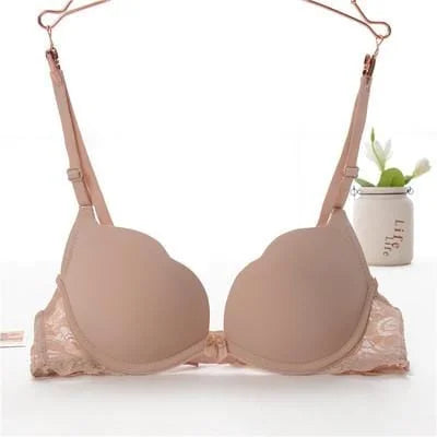 Soutien-gorge push-up avec lacets en dentelle - beige / 85a