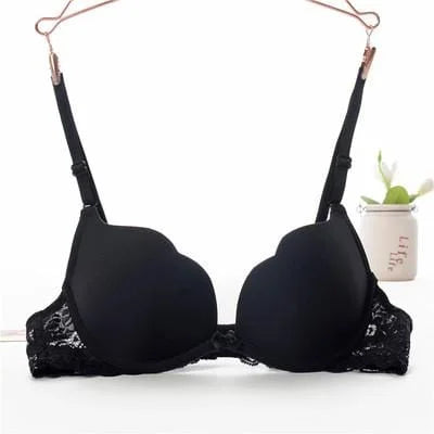 Soutien-gorge push-up avec lacets en dentelle - noir / 85a