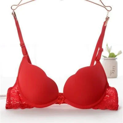 Soutien-gorge push-up avec lacets en dentelle - rouge / 85a