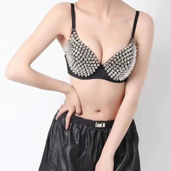 Soutien-gorge push-up clouté - argent / s