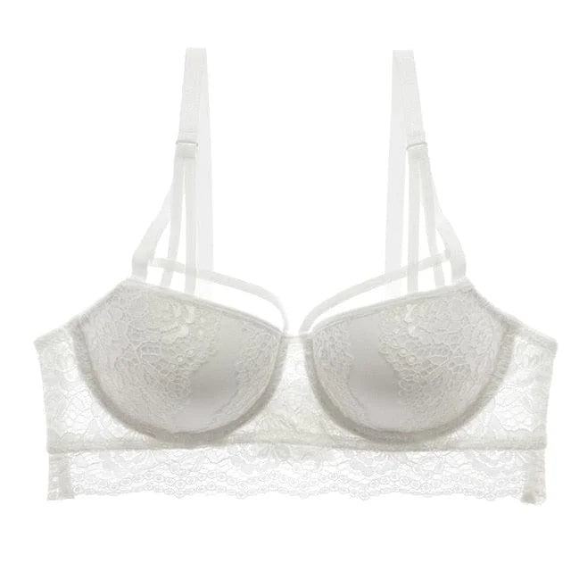 Soutien-gorge push-up en dentelle avec bretelles décoratives - blanc / 85a