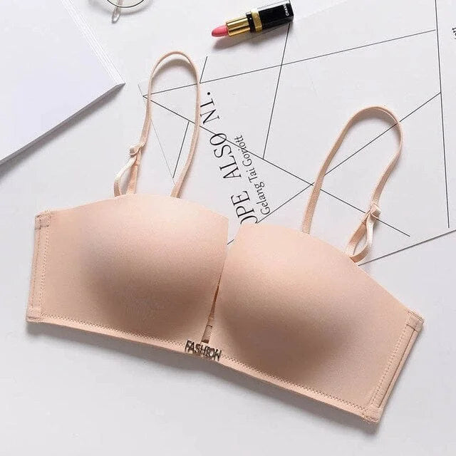 Soutien-gorge push-up simple avec des bretelles amovibles - beige / 85a