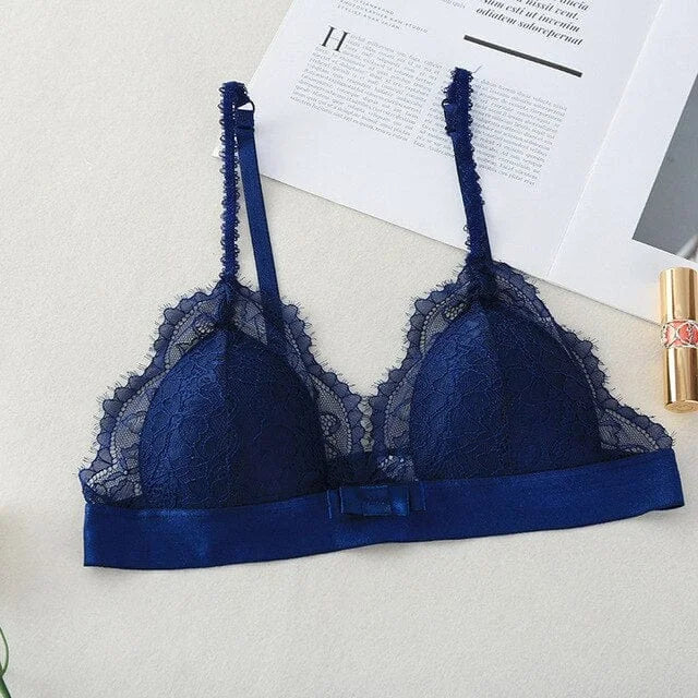 Soutien-gorge triangle en dentelle - bleu / universel