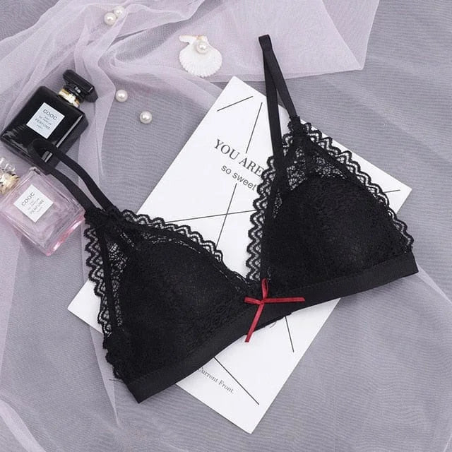 Soutien-gorge triangle en dentelle - noir / 85b