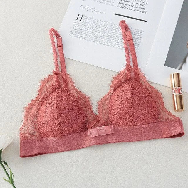 Soutien-gorge triangle en dentelle - rose / universel