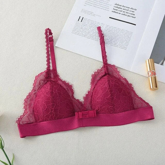 Soutien-gorge triangle en dentelle - rouge / universel