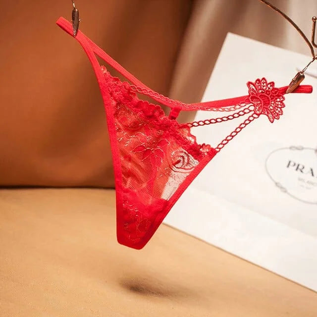 String en dentelle transparente - rouge / universel