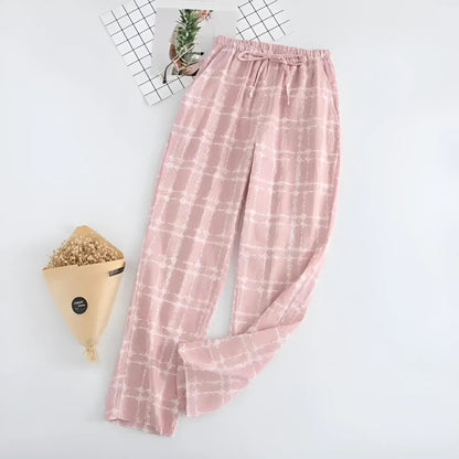 Vérification rose Pantalons de pyjama à motifs