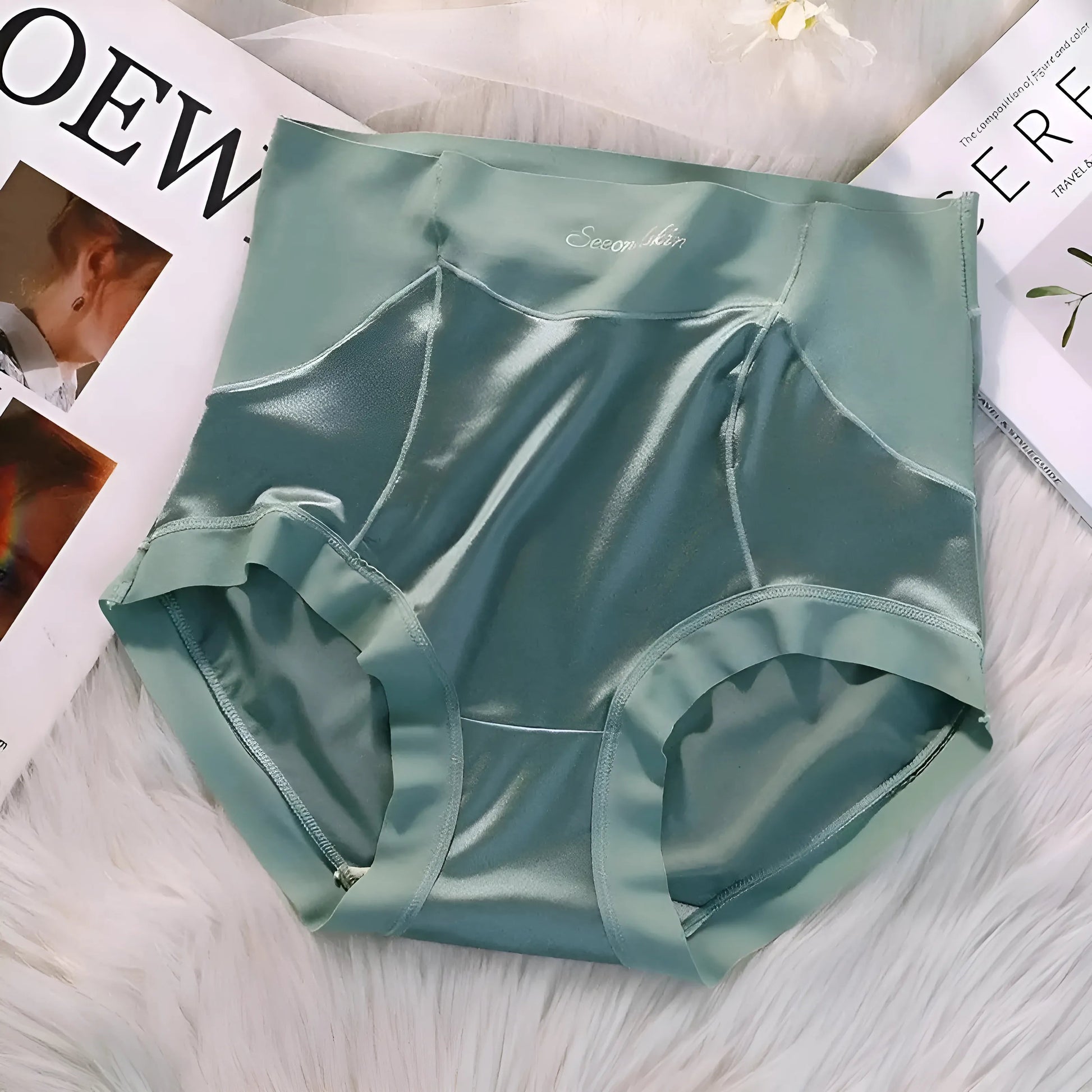 Vert Culottes en satin taille haute