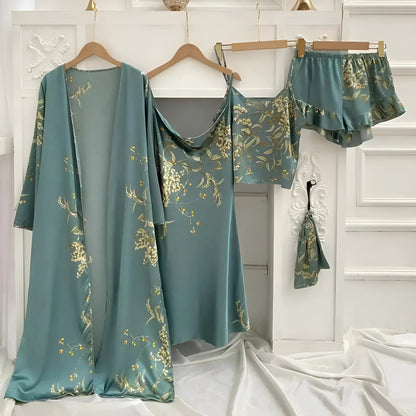 Vert Ensemble de sommeil à imprimé floral