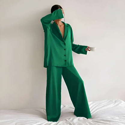 Vert Pyjama en satin large