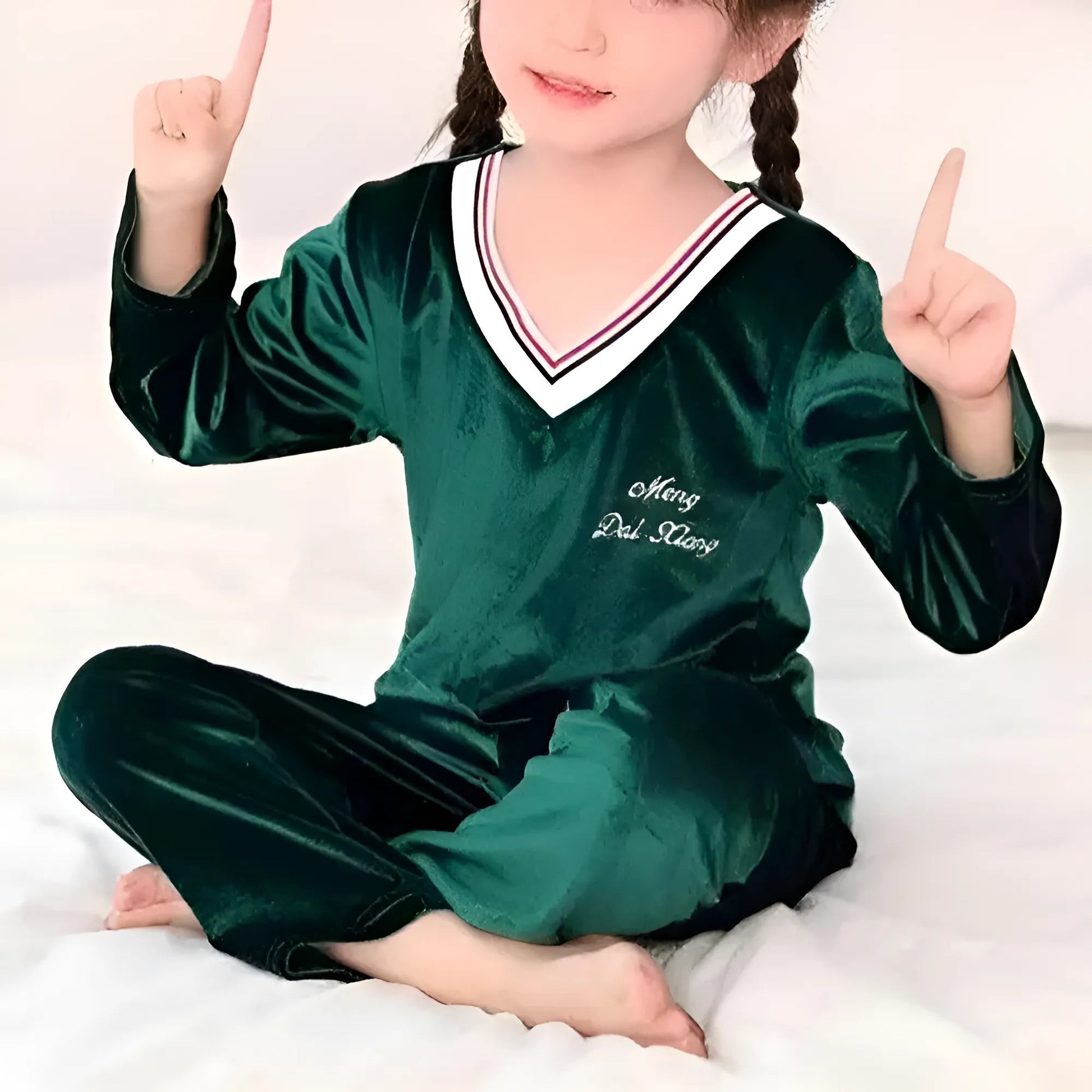 Vert Pyjamas en velours pour enfants