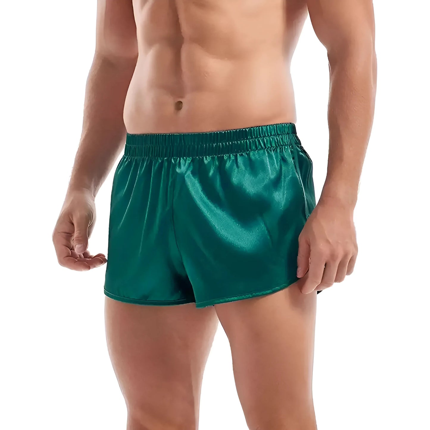 Vert Shorts en satin pour hommes