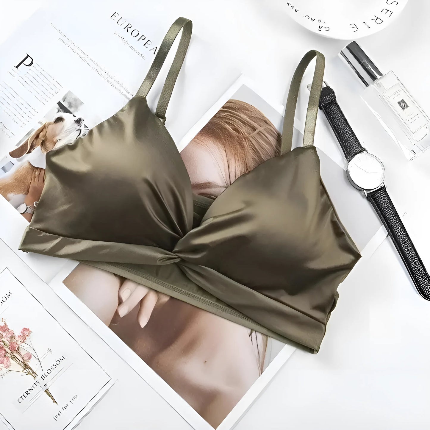 Vert Soutien-gorge bralette en satin