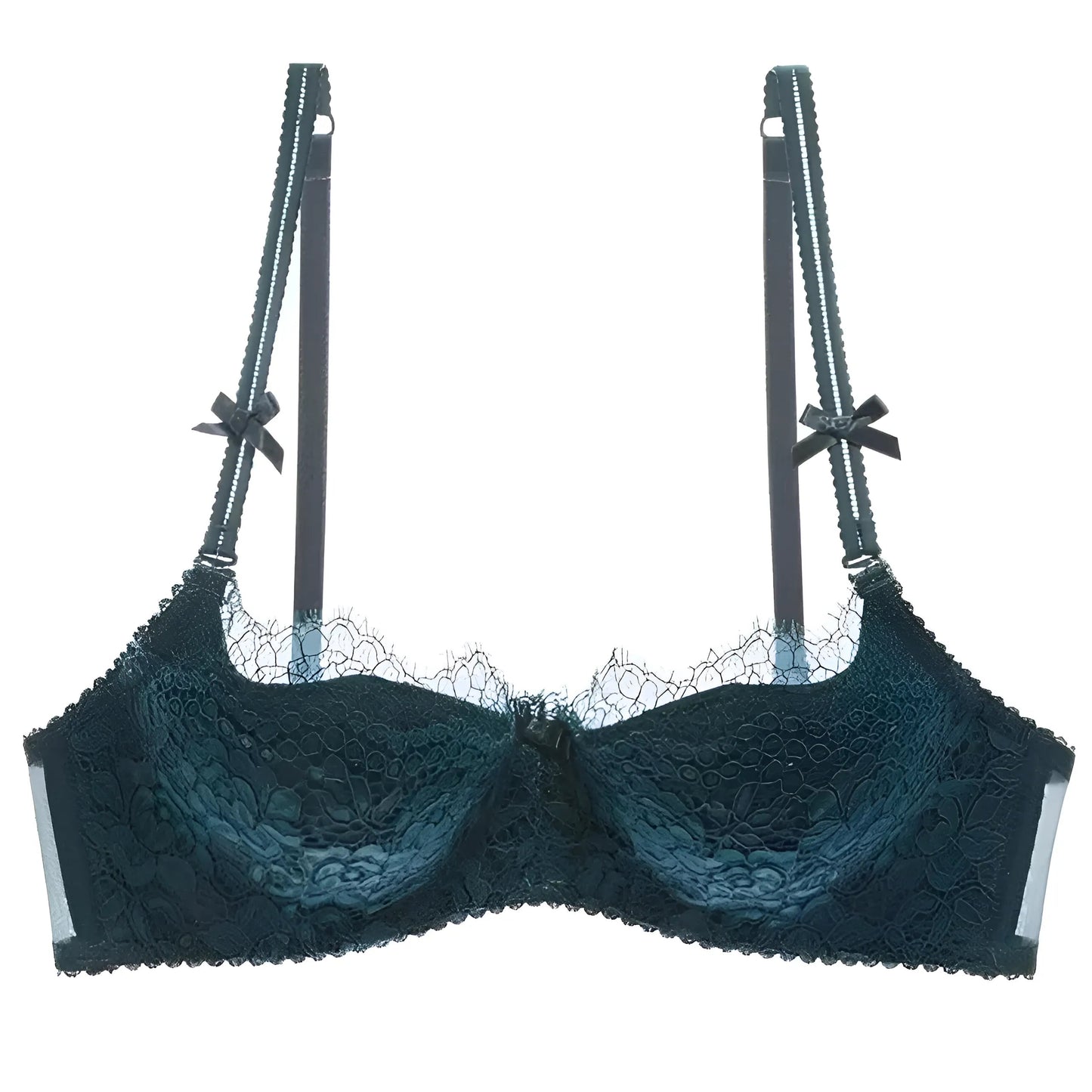 Vert Soutien-gorge en dentelle avec des nœuds