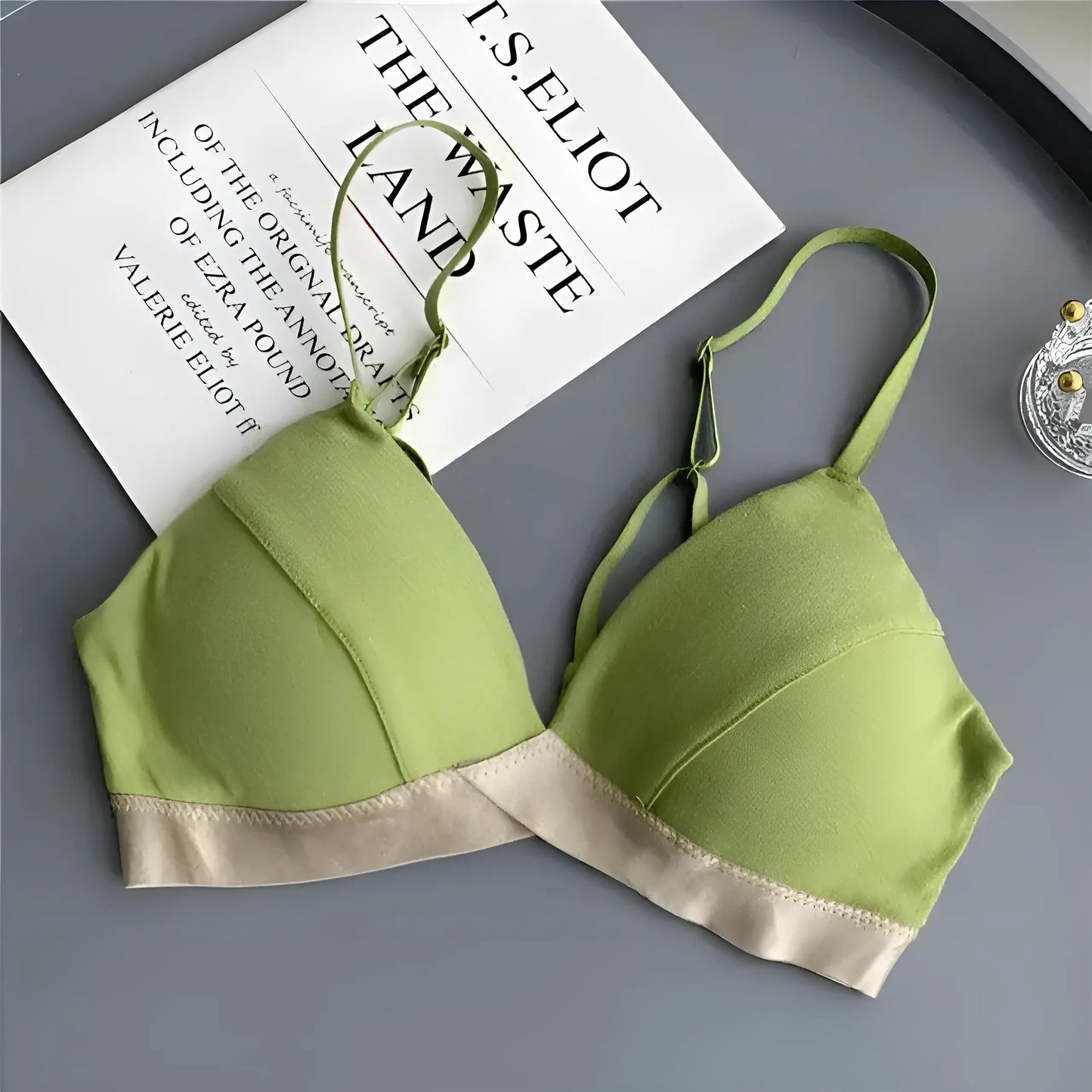 Vert Soutien-gorge simple avec strap décoratif